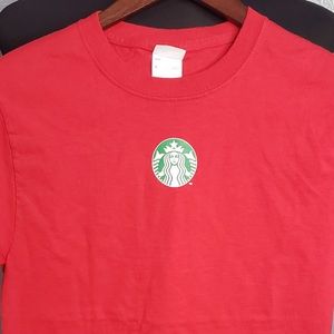 Port & Company Red Small PreOwned T-Shirt-Starbucks Logo Uniform Red Cup